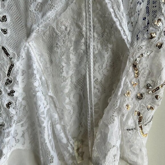NWOT Free People x Intimately WOMEN'S BODYSUIT M Ready To Party LACE SEQUIN - Picture 11 of 16
